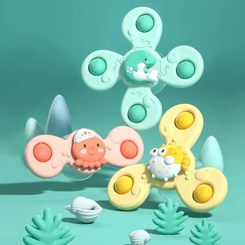SplashSpin 3 Pack Suction Spinner Baby Bath Toys Set