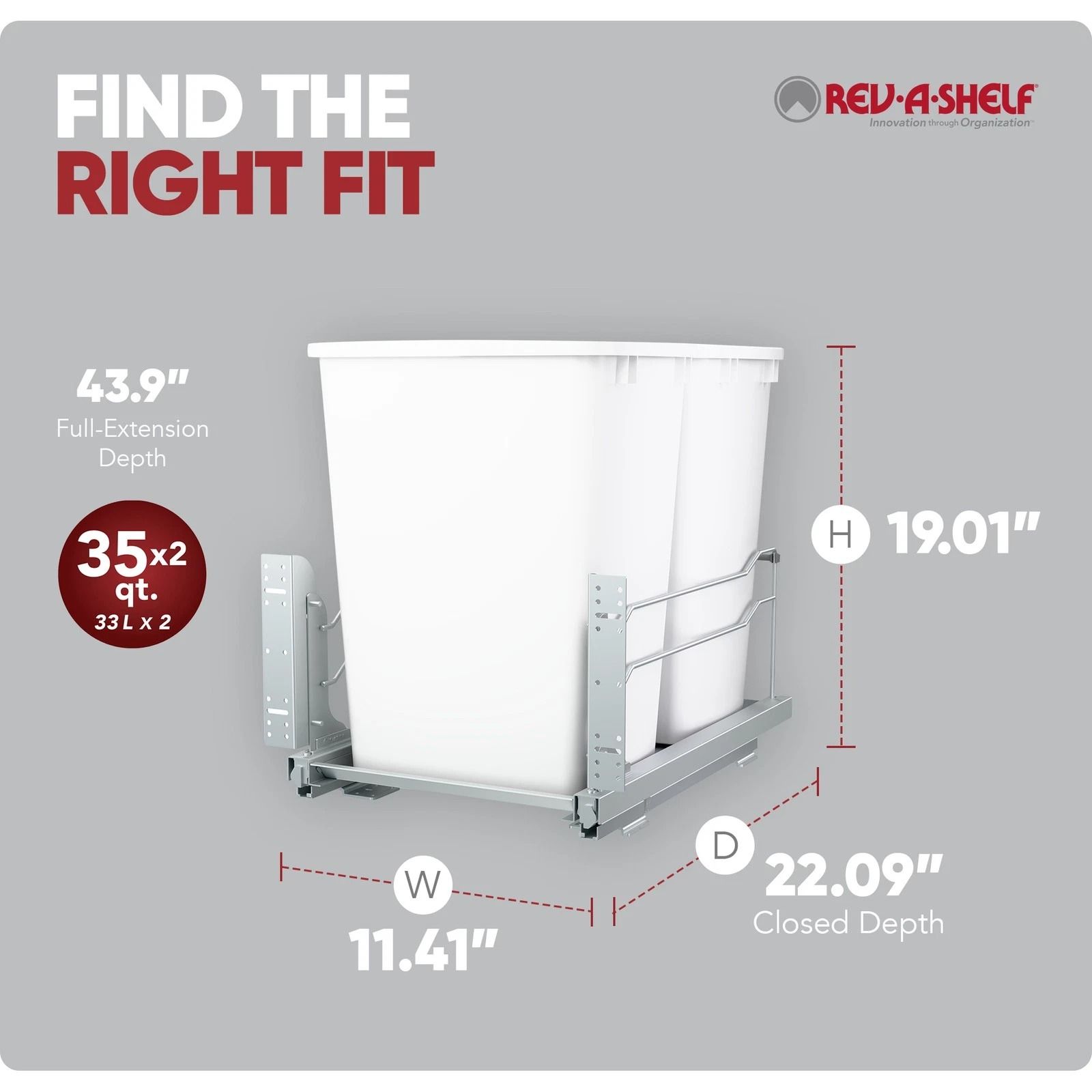 Rev A Shelf Double Pullout Trash Cans qt. with Soft close Compact & Efficient Kitchen Waste Solution