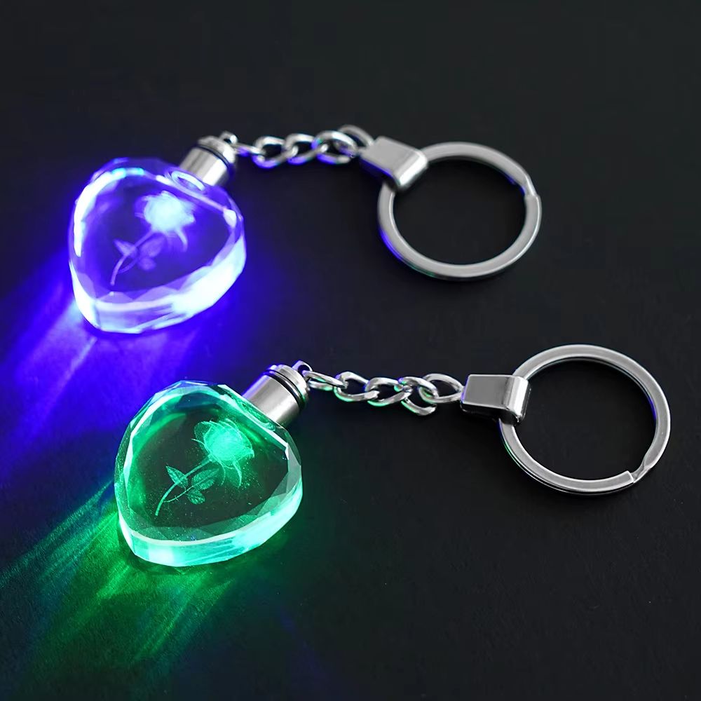 Fairy Rose Heart Crystal LED Keychain Lover Gift Bag Charm