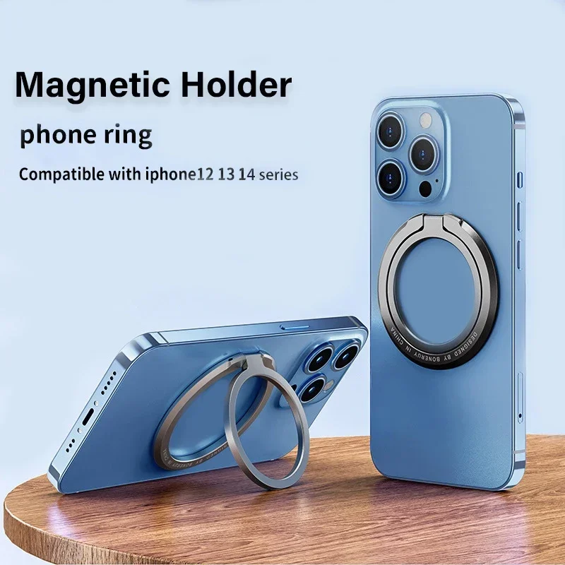 Portable Mobile Phone Magnet, Magnetic Ring Holder for MagSafe, Removable Grip Stand, Foldable Bracket