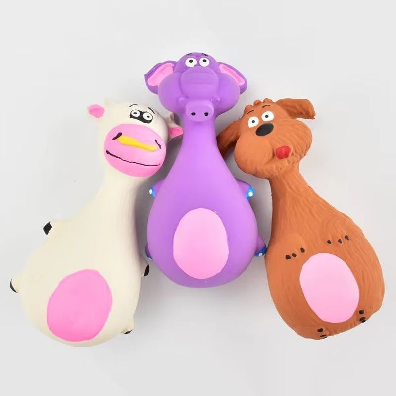 Durable Squeaky Dog Toy Rubber Chew Animal Toy for Small & Large Dogs
