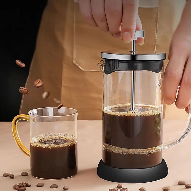 Coffee French Press Pot – High Borosilicate Glass Brew and Tea Maker with Filter