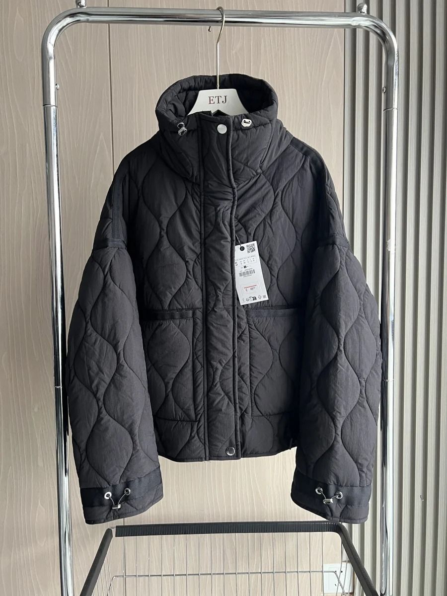 ETJ Womens Quilted Jacket with Adjustable Ties