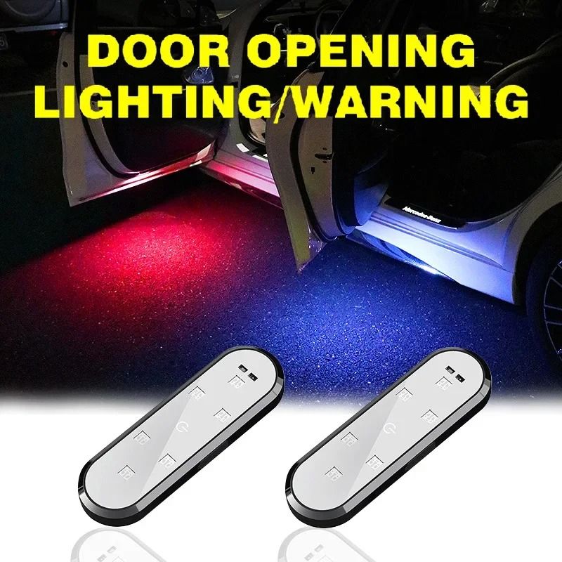 Magnetic LED Car Door Warning Light USB Rechargeable Auto On Off Safety Lamp