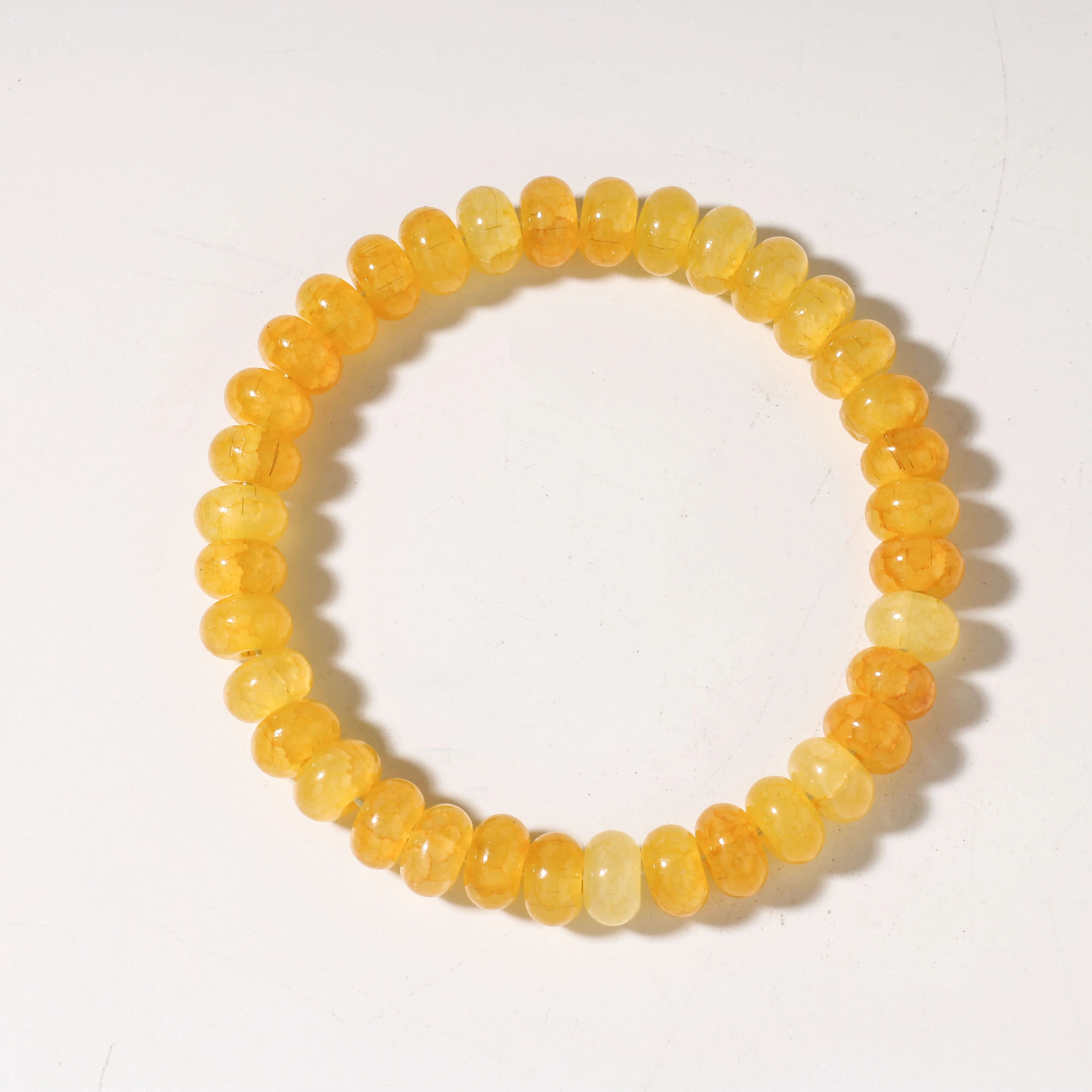 Yellow Citrine Beaded Bracelet Feng Shui Money Stone Crystal Wristband