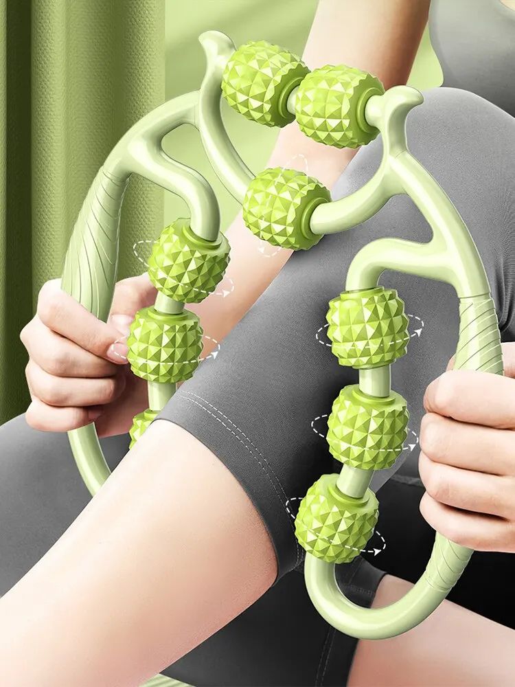 12 Roller Circular Leg Clamp Massager Thigh Slimming Tool Muscle Relax Stretching Manual Leg Shaping Massage Ring