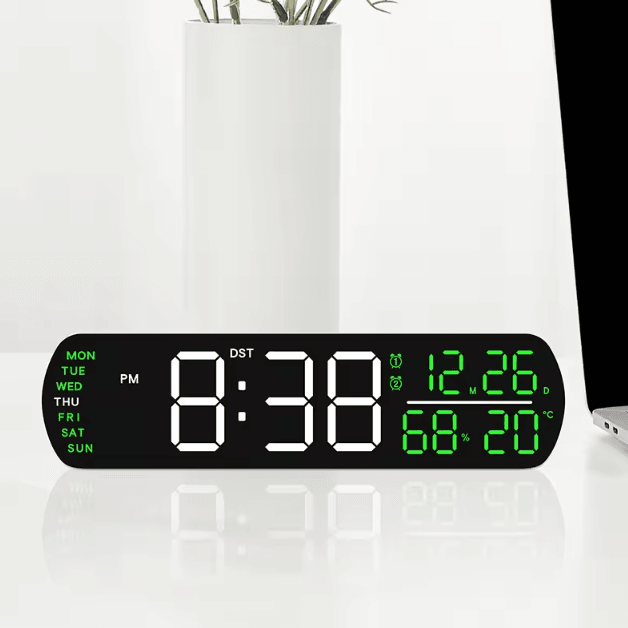 Smart LED Digital Alarm Clock with Temperature, Humidity & Auto Dimming Display