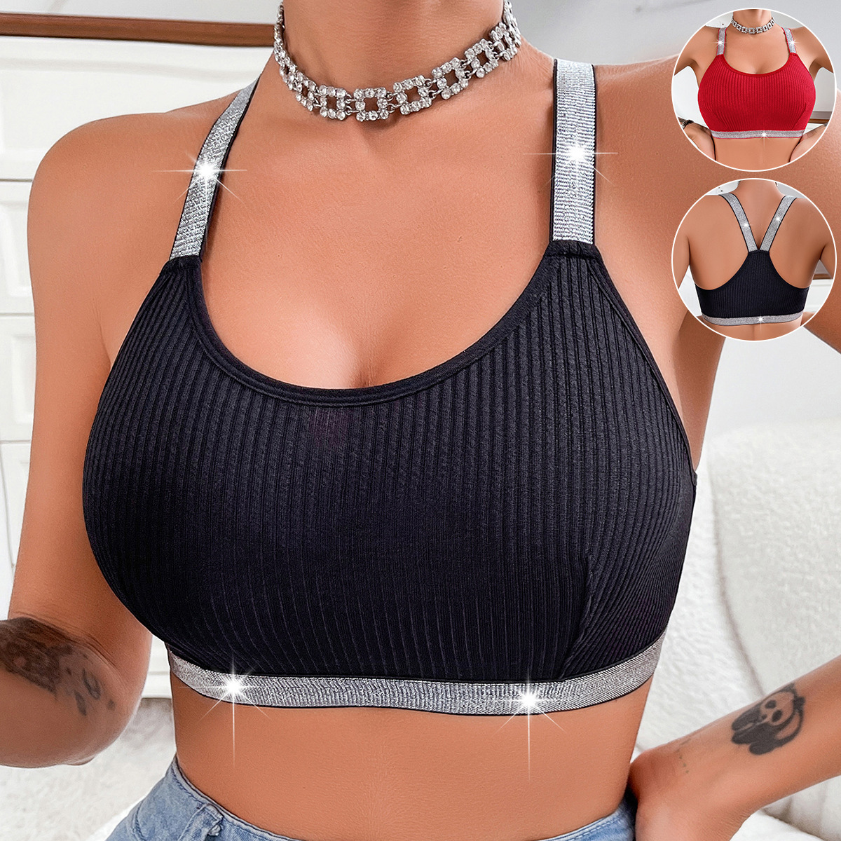 Sexy Ribbed Sportswear Fitness Women Underwear, Yoga Tanks Top, Backless Lingerie, Lady Bras, Comfortable Push Up Chic B