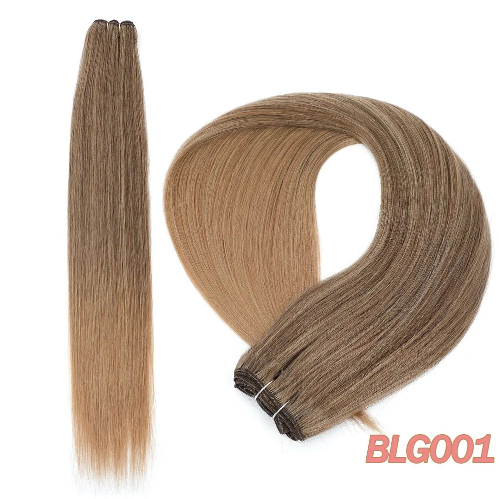 32-Inch Ombre Straight Synthetic Hair Bundles, 200g Heat-Style Weft Extensions (Highlights & Grey Options)