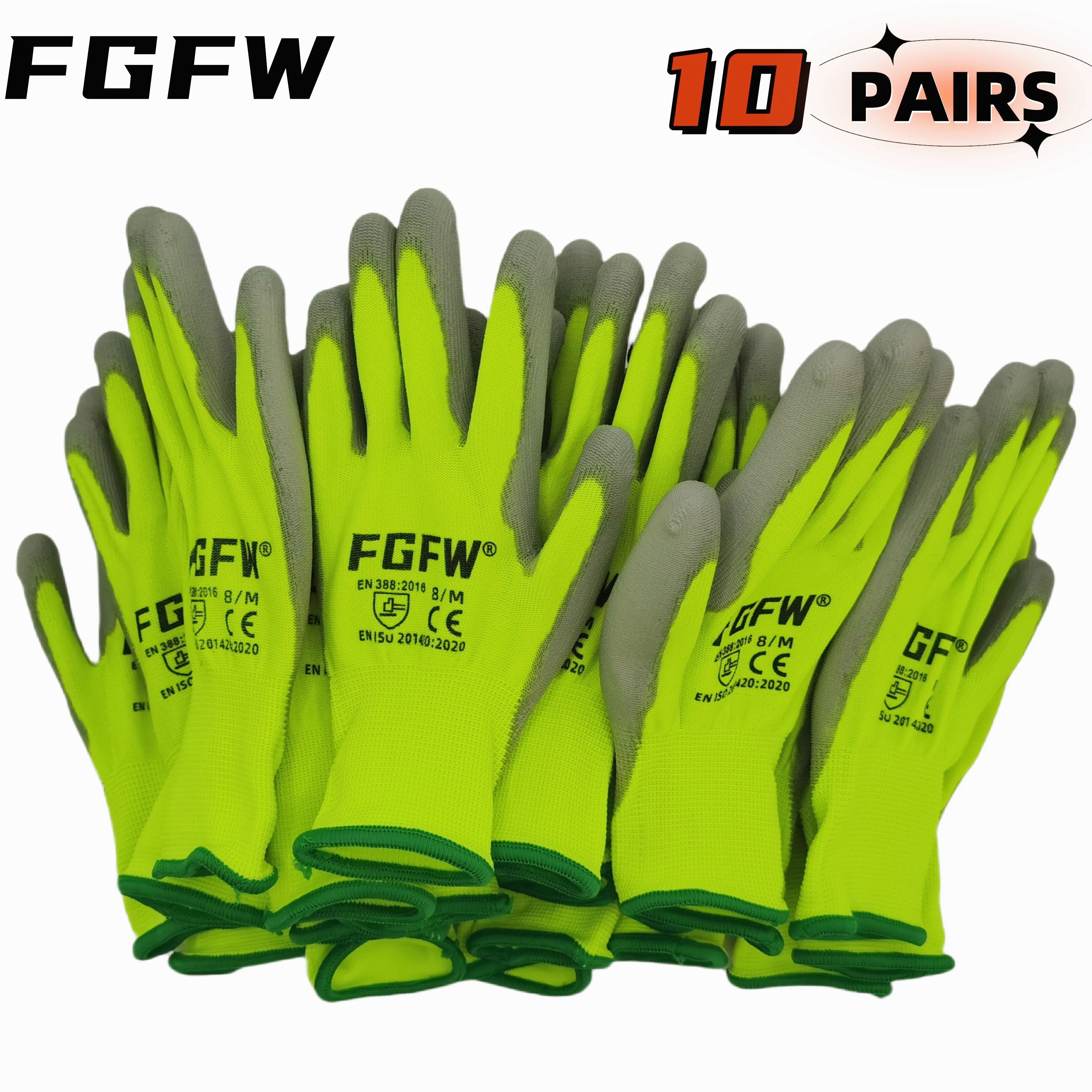 PU Coated Work Gloves Lightweight Durable Safety Gloves Certified EN 388 ISO20471