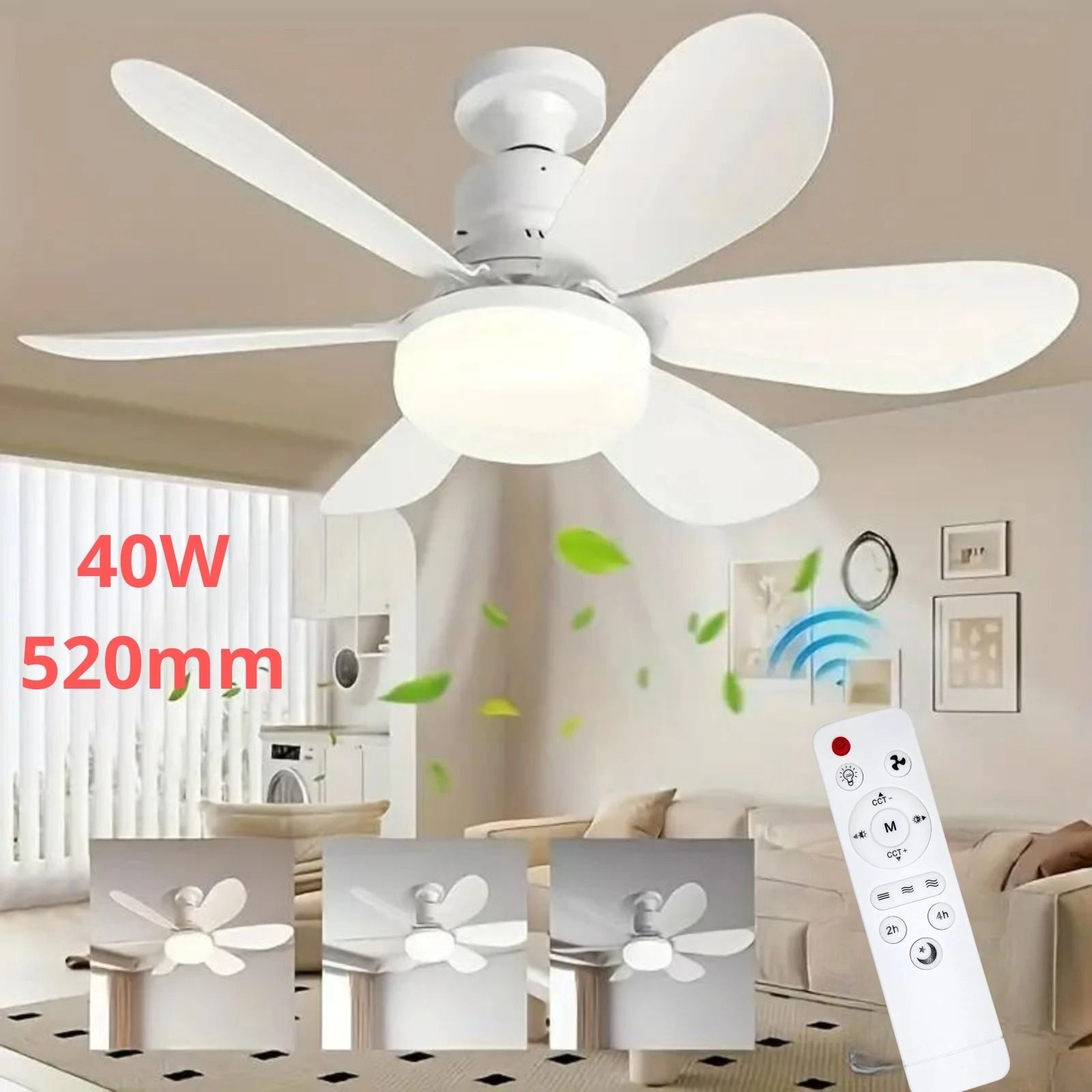 Ceiling Fan Light with Remote 20.5 in LED Fan for Kitchen or Small Rooms