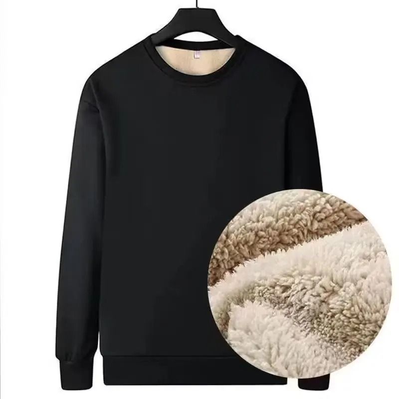 Mens Winter Warm Fleece Lined Thermal Pullover Shirt Crew Neck Long Sleeve Basic Sweatshirt
