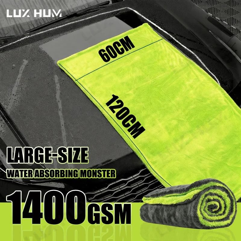 Heavy Duty Car Drying Towel 1400GSM Super Absorbent Double-Sided Microfiber Cleaning Cloth Scratch-Free