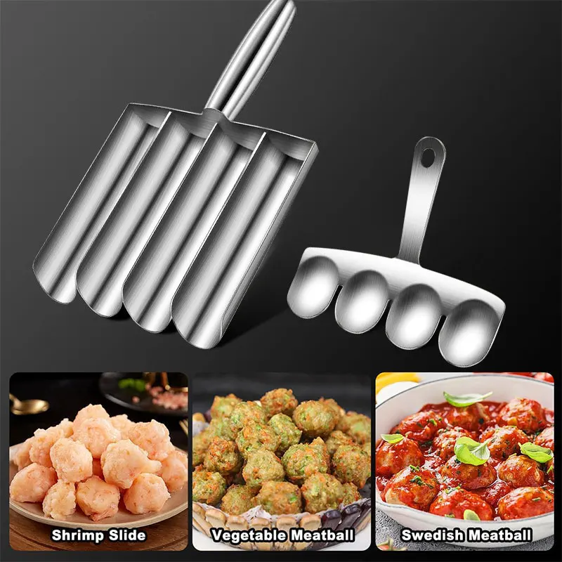 Stainless Steel Meatball Maker Tool with Cutting Spade – Multifunctional Meatball Scoop for Easy Homemade Meatballs