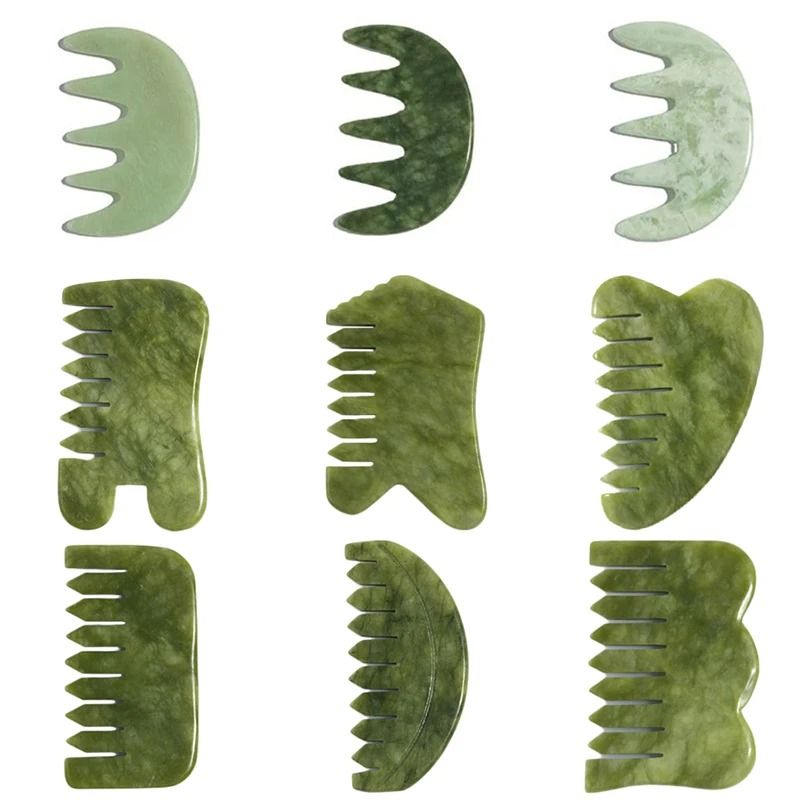 Natural Jade Scalp Comb and Facial Gua Sha Scraping Board