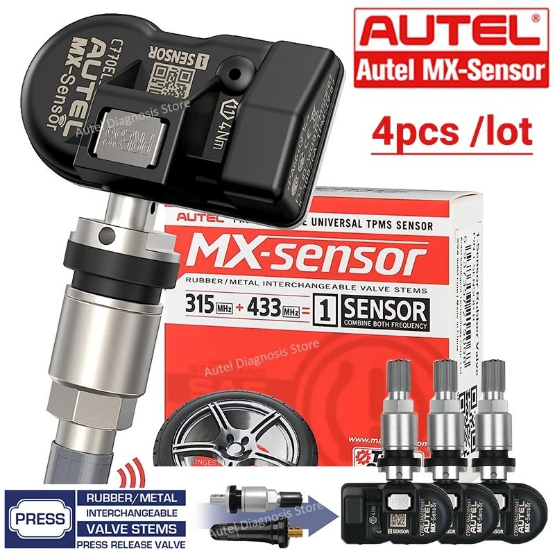 Autel 2 in 1 TPMS Universal MX Sensor 315MHz 433MHz Programmable Automotive Tool 4 Piece Set