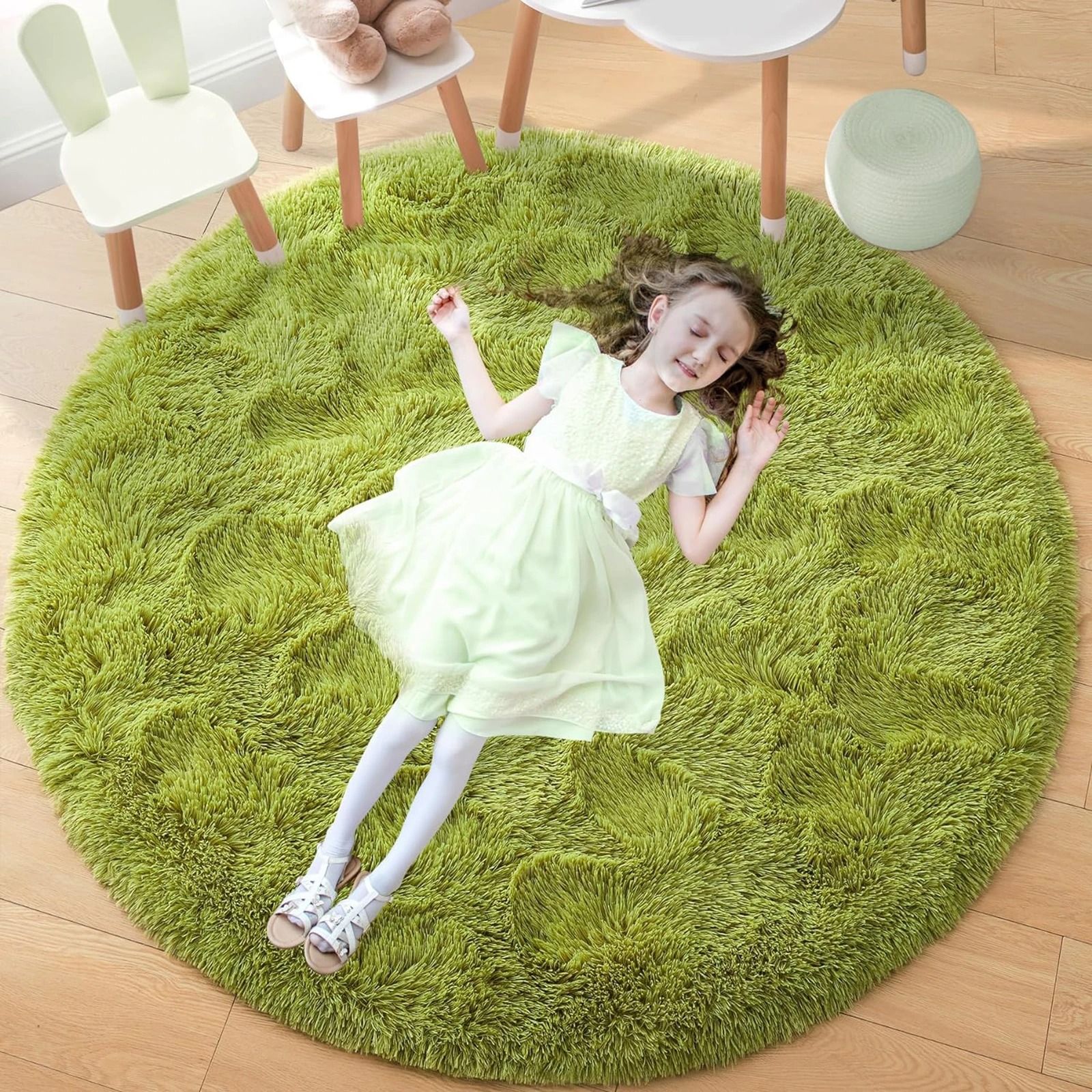 Fluffy Black Round Rug | Ultra-Soft Shaggy Area Carpet