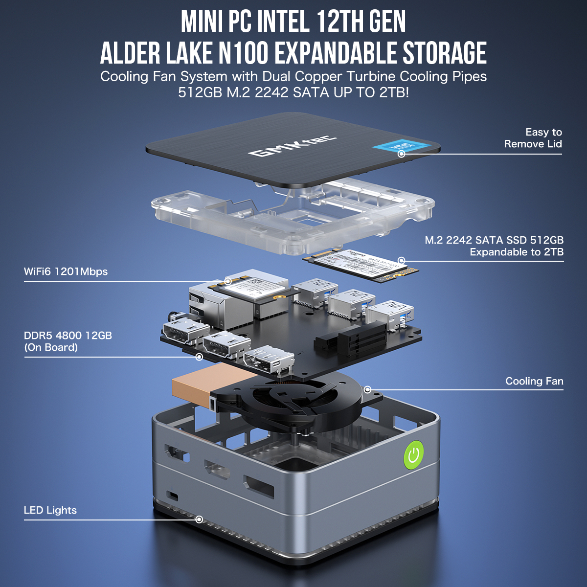 Intel G2 Mini PC, Windows 11 Pro, WiFi 6, BT5.2 Desktop Computer