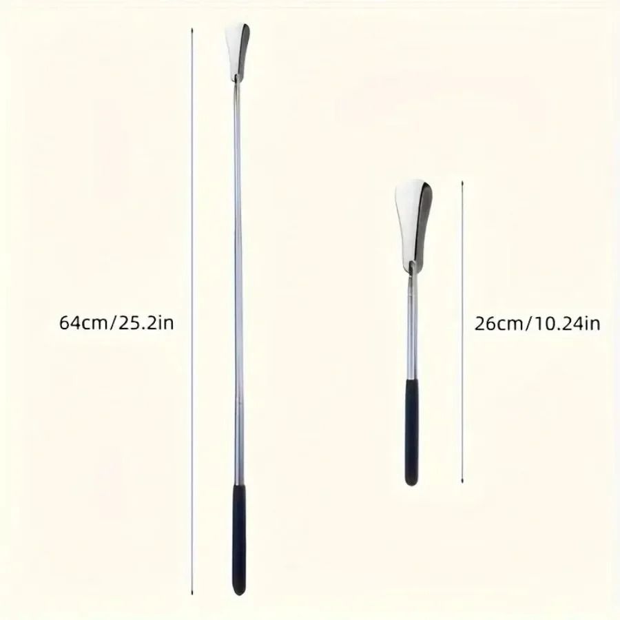 Retractable Stainless Steel Shoe Puller Long Handle Shoehorn for Men and Women