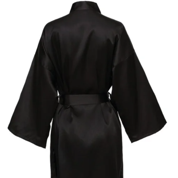 Team Bride Wedding Party Robe, Black Letters Kimono Satin Pajamas, Bridesmaid Bathrobe