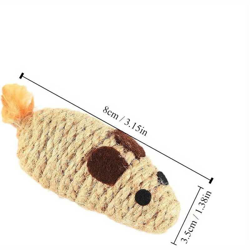Sisal Plush Mouse Cat Toy Set – Interactive Bite-Resistant Self-Play Mice (4pcs)
