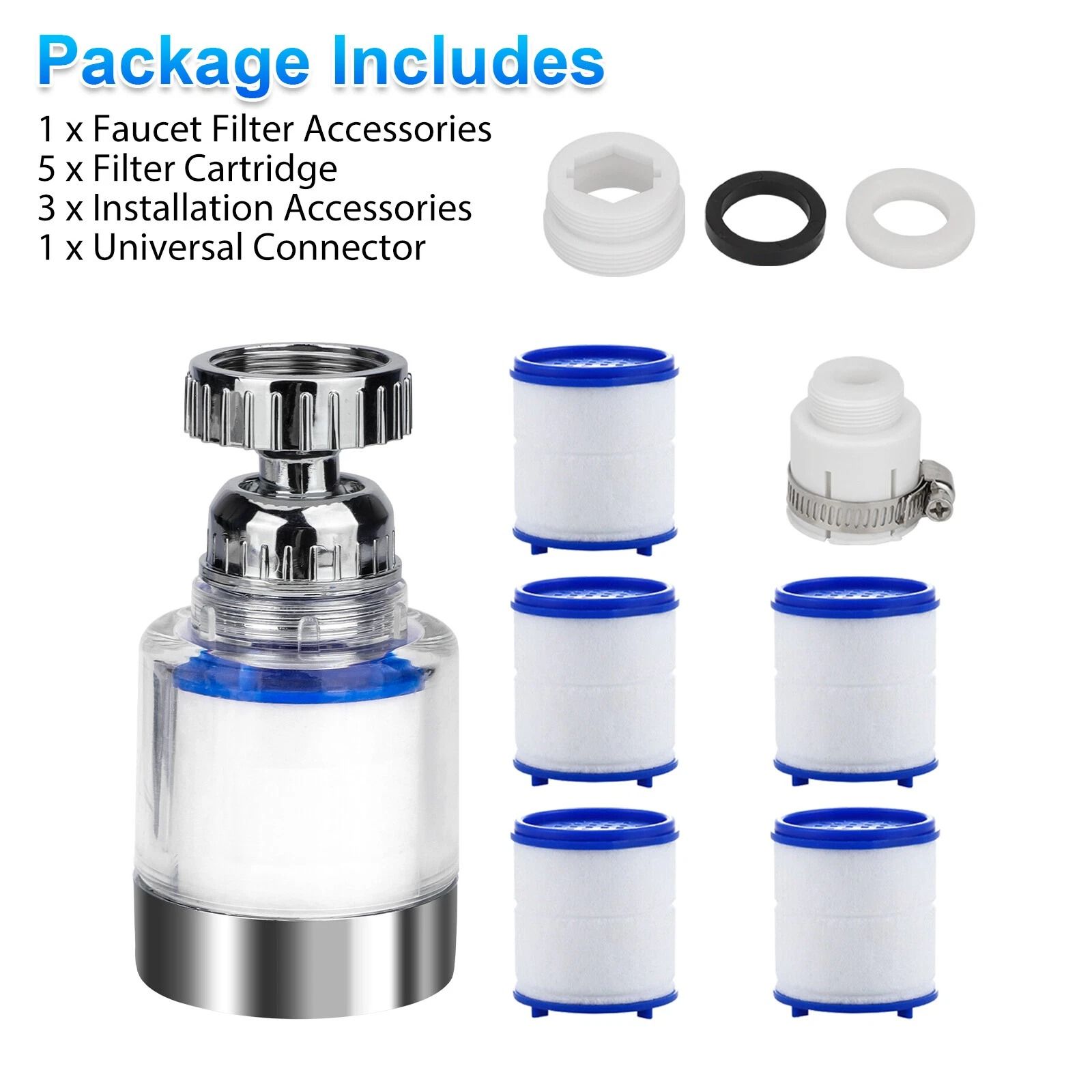 Faucet Water Filter System Kitchen and Bathroom Sink Mount Purifier for Clean, Refreshing Water