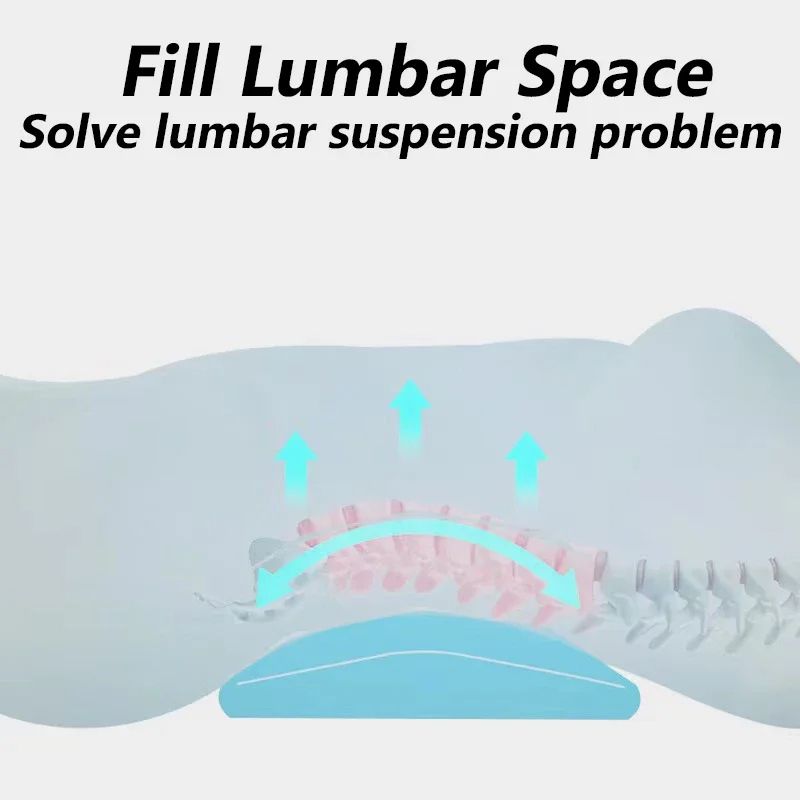 Lumbar Support Pillow for Back Pain Relieve Bed, Waist Support Cushion with Lumbar Traction for Good Sleeping Posture
