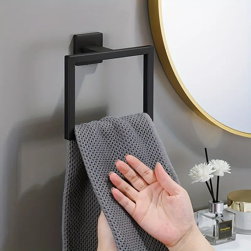SteelSquare Wall-Mounted Towel Ring - stainless steel towel ring with Rust-Resistant Square Design