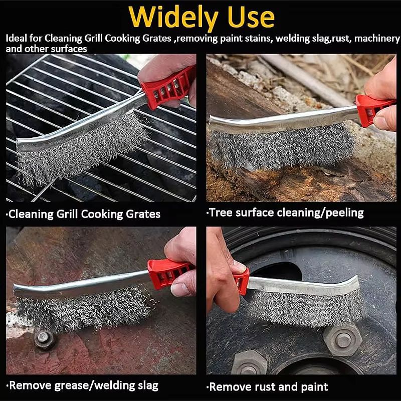 Steel Wire Roller Brush with Wooden Handle – Heavy-Duty Rust Removal & Grill Cleaner