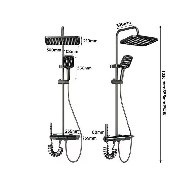 Grey Smart Digital Display Shower System with Four Functions
