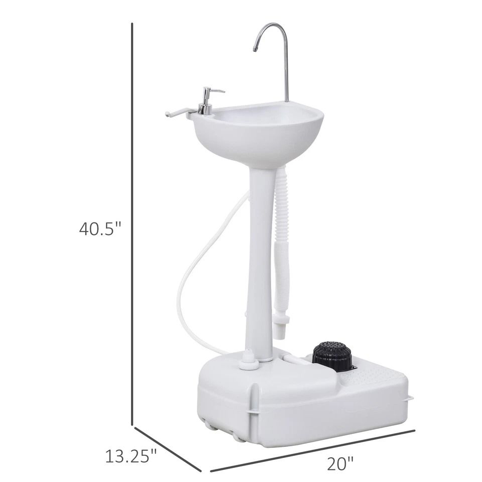 Portable Camping Sink with Soap Dispenser & Towel Holder Convenient Hand Wash Station on Wheels