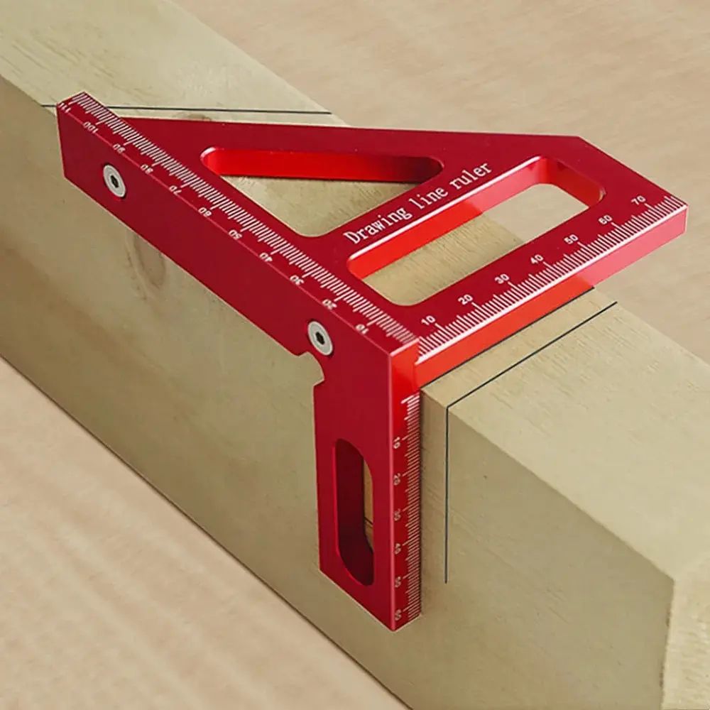 Aluminum Carpenter Square Protractor 3D Multi-Angle Miter Triangle Ruler, 45/90° Woodworking Layout Measuring Tool