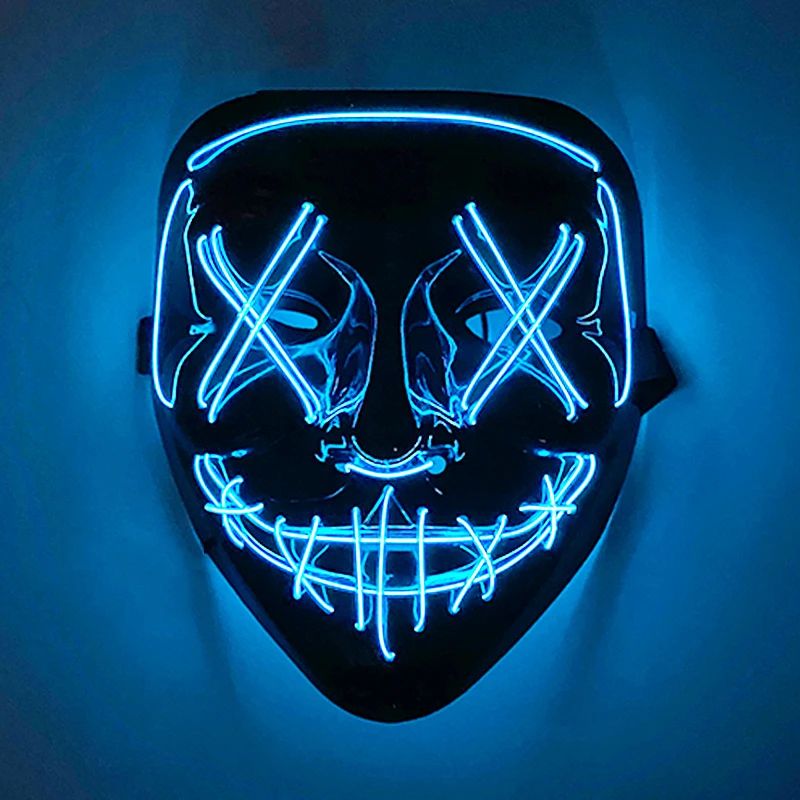 Neon Glow LED Purge Mask – Wireless Light Up Halloween Cosplay Mask