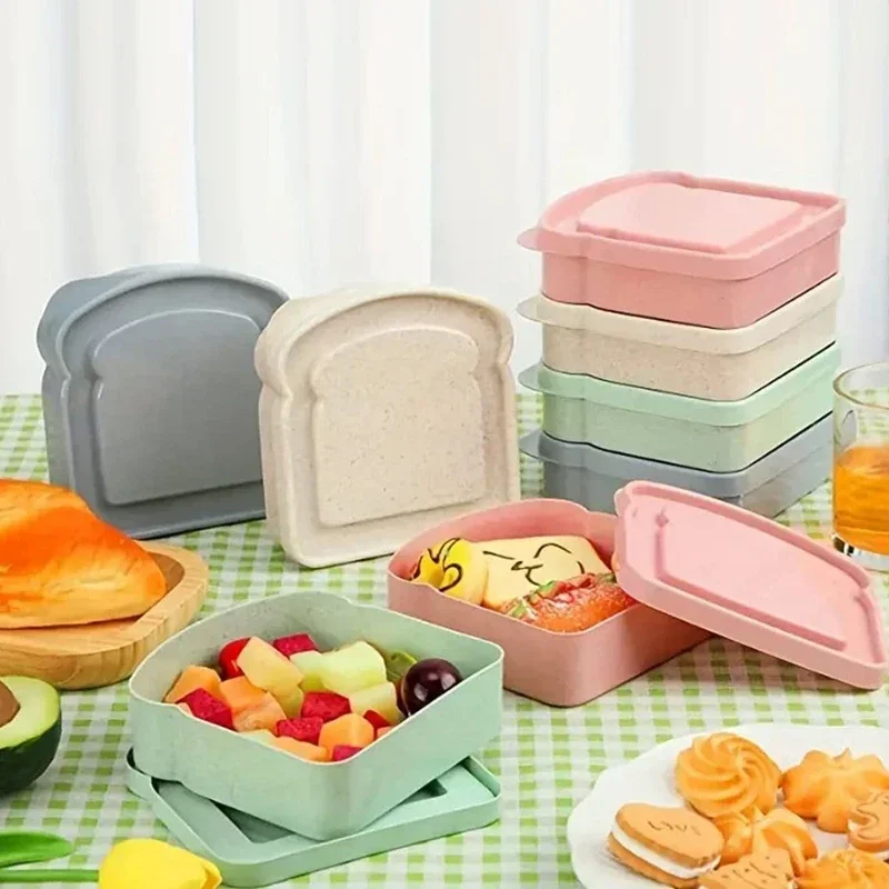 Sandwich Silicone Bento Box, Toast Shaped Lunch Box with Lid, Perfect for School, Office, and Outdoor Meals