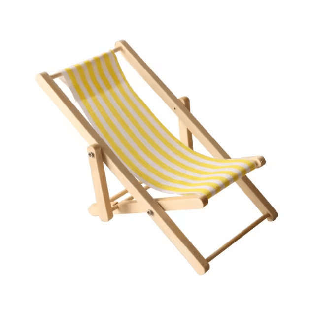 Mini Wooden Folding Beach Chair – 1 12 Dollhouse Coastal Furniture Decor