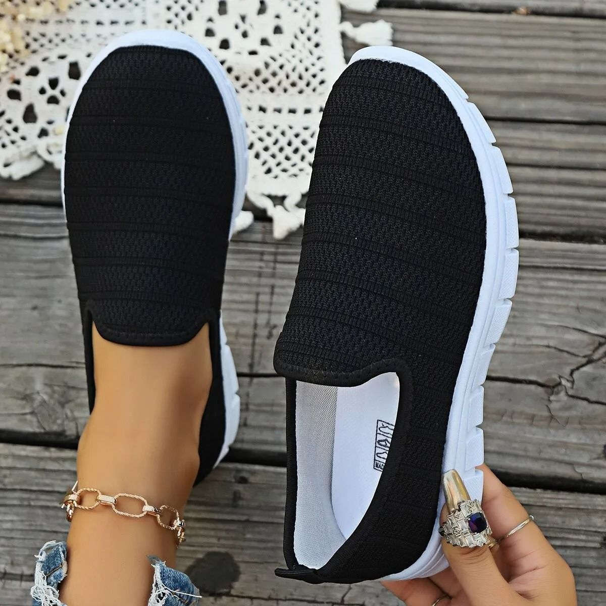 Womens Slip On Mesh Sneakers Summer Casual Lightweight Walking Loafers with Soft Sole and Breathable Design