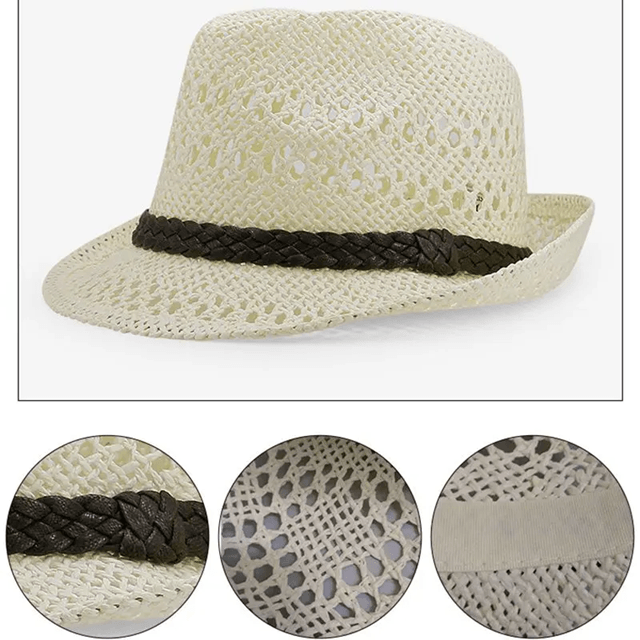 Classic Summer Straw Fedora Hat Lightweight Sun Hat for Men and Women