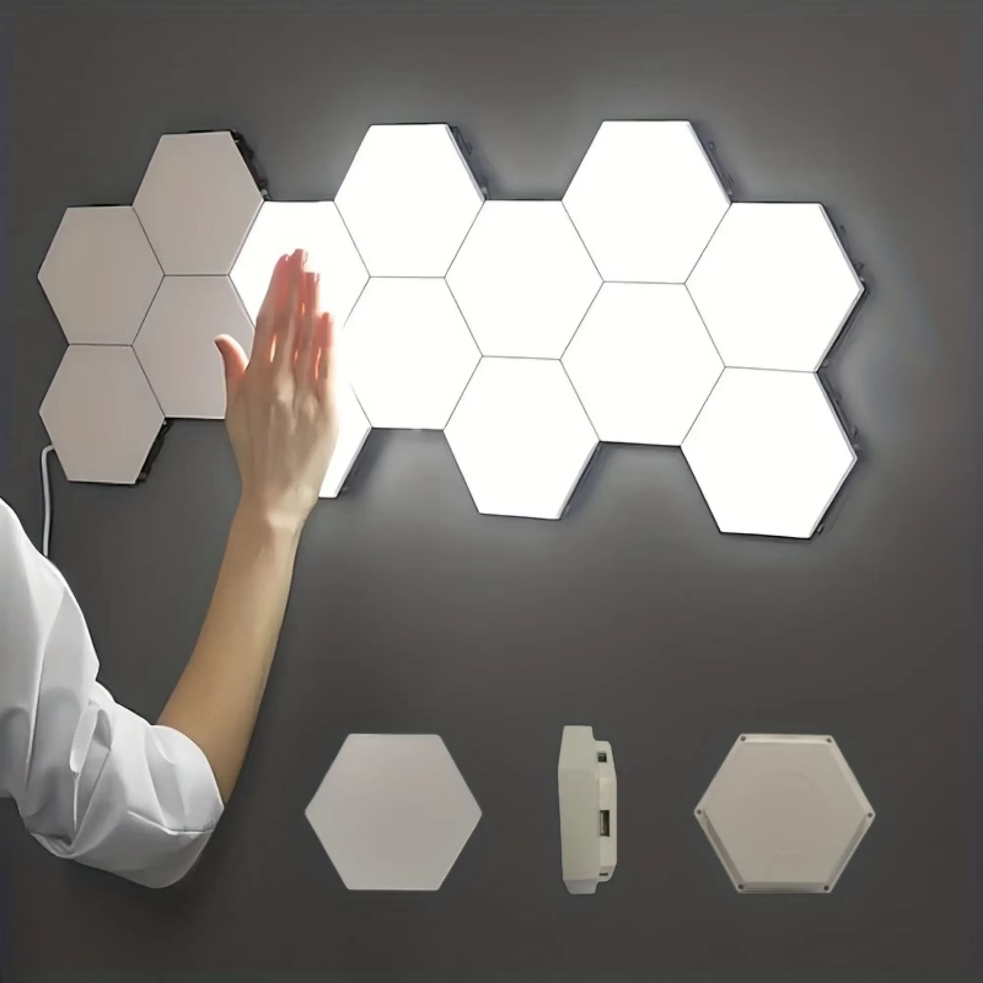 Modular Touch Control Honeycomb LED Wall Lights – 6-Piece Set
