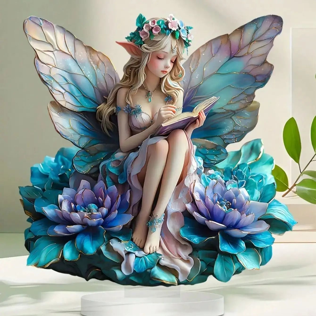 Fairy Butterfly Statue Decoration for Home and Office with Easy to Install Base
