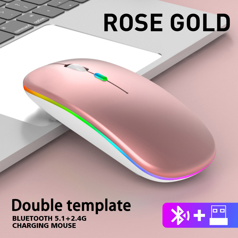 Rechargeable Bluetooth Wireless Mouse with Quiet Clicks and USB Backlight