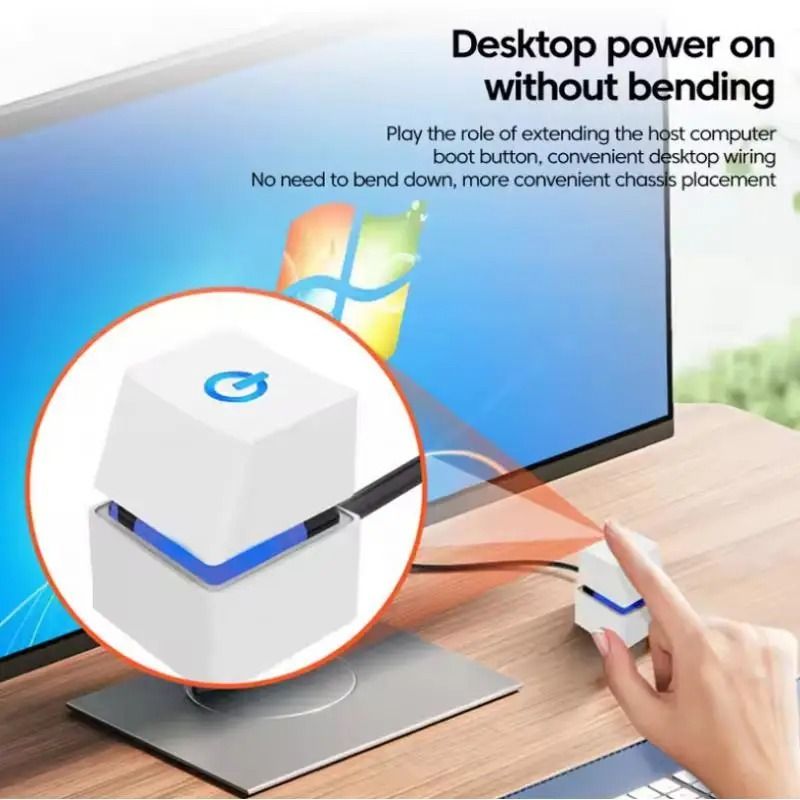 Computer Desktop External Power Switch with Blue LED and 1.8m Extension Cable