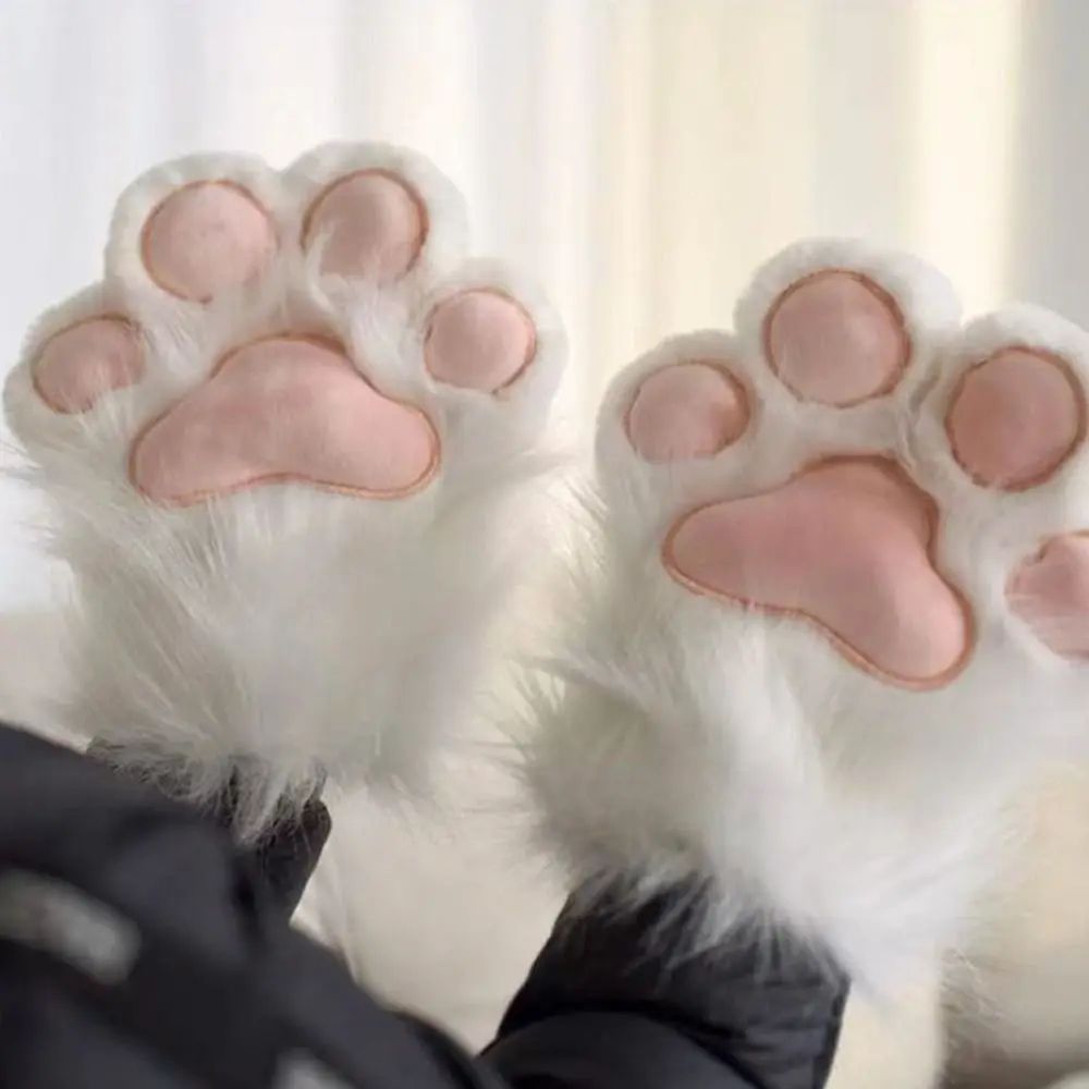 Kawaii Plush Cat Paw Gloves – Warm Furry Paw Gloves for Cosplay, Kigurumi & Party Photos