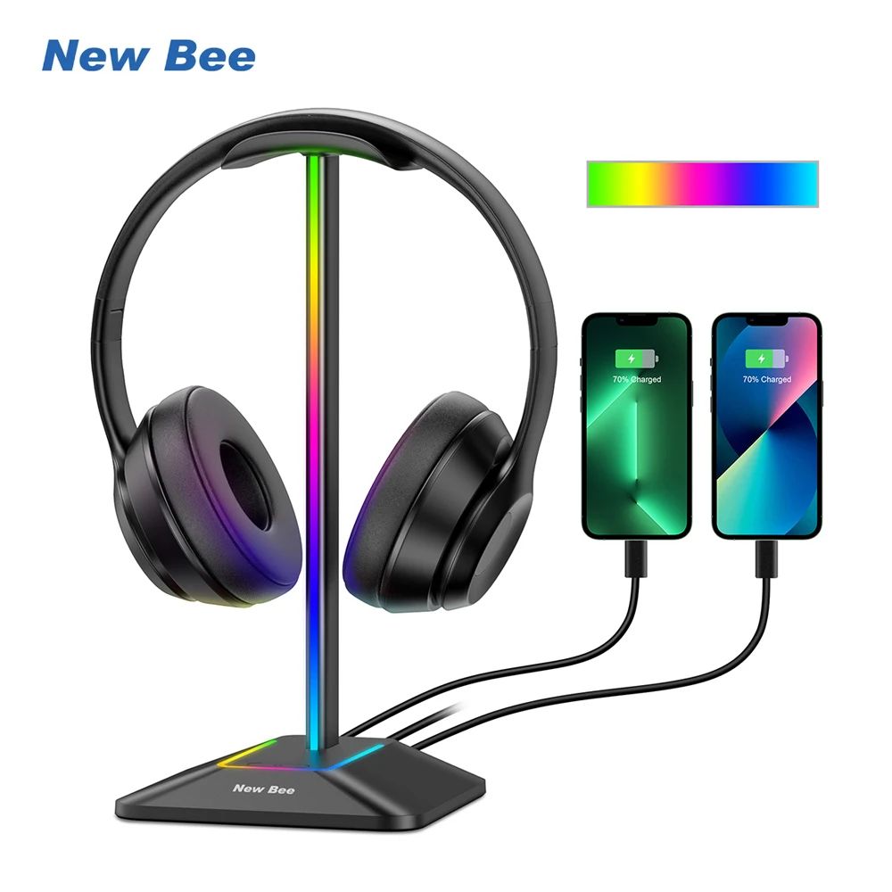 RGB Gaming Headphone Stand with USB