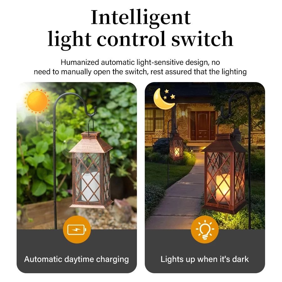 Solar Palace Lantern Outdoor Garden Hanging Light Waterproof Candle Glow Decor