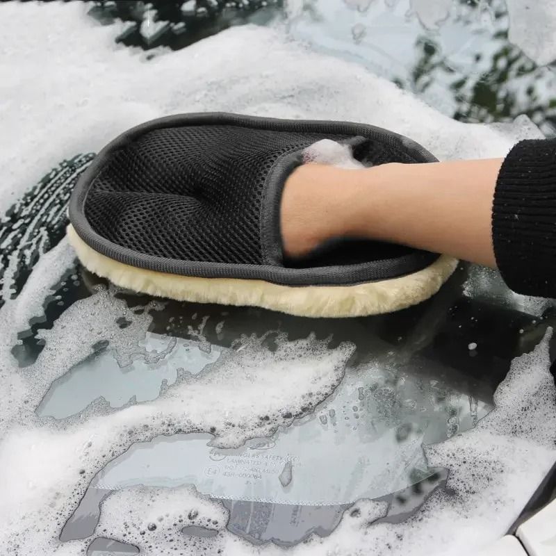Plush Imitation Wool Car Wash Glove Thick Microfiber Cleaning Mitt