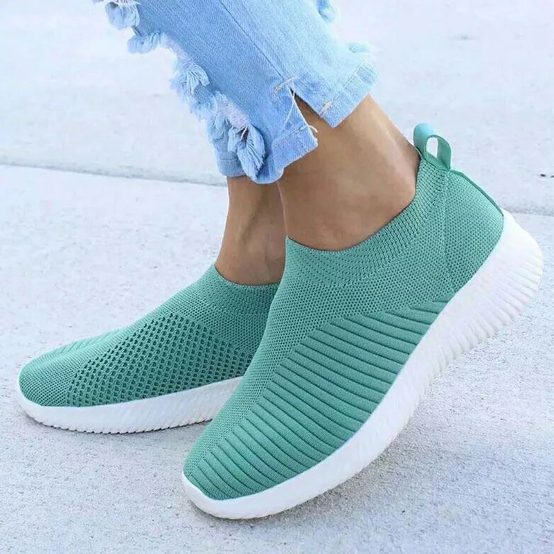 CloudStep Womens Slip-On Sneakers - Breathable White Casual Walking Shoes