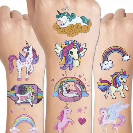 SparkleMagic Unicorn Temporary Tattoo Kit for Kids Parties and Play