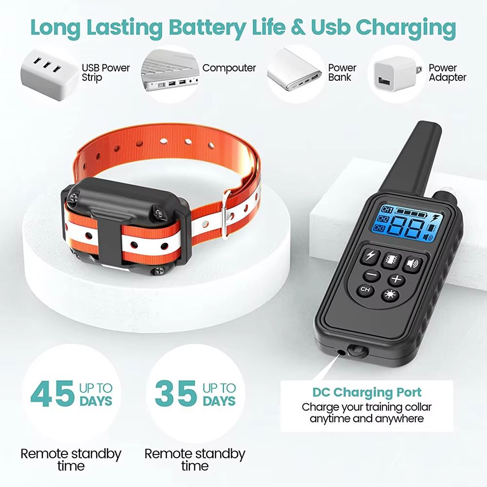 Rechargeable Dog Training Collar with Vibration, Shock, and Anti-Bark Control