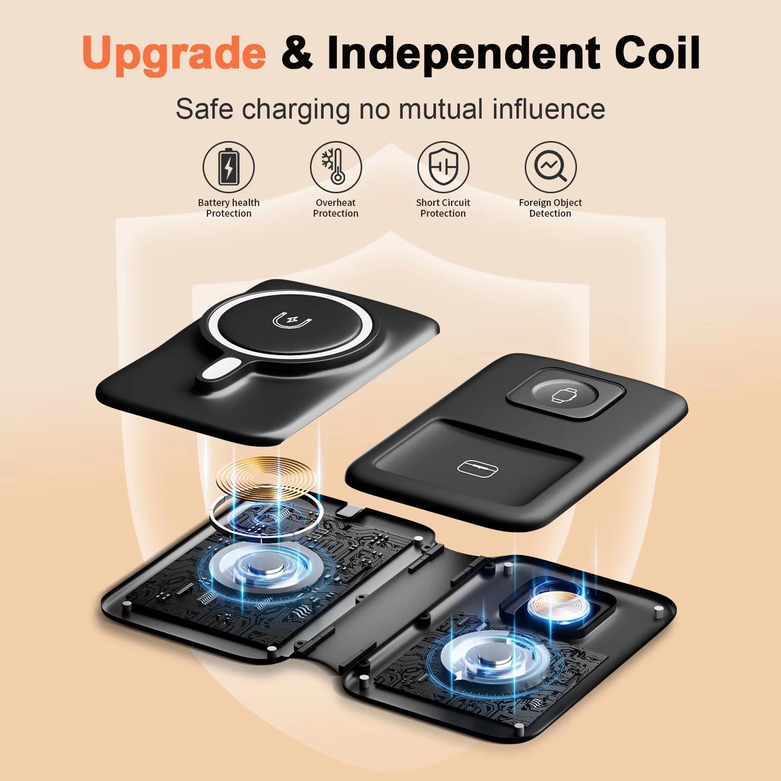 3 in 1 Magnetic Wireless Charging Station Foldable 15W for iPhone, Apple Watch, and AirPods