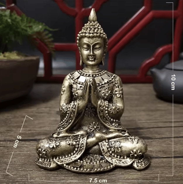 Thai Meditation Buddha Statue – Bronze Resin Feng Shui Buddha Figurine for Home Decor